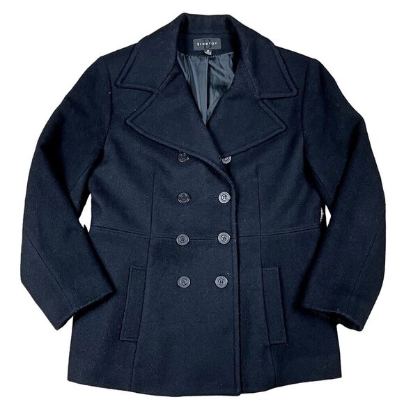 Braetan Black Double Breasted Wool Peacoat Size Medium - Picture 1 of 5